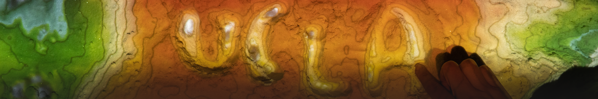 AR Sandbox spelling out UCLA in topography.